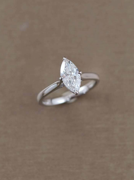 Marquise Lab Grown Diamond Solitaire Engagement Ring in 18K White Gold by Sphere Diamond Bangkok featuring an IGI Certified Marquise Diamond