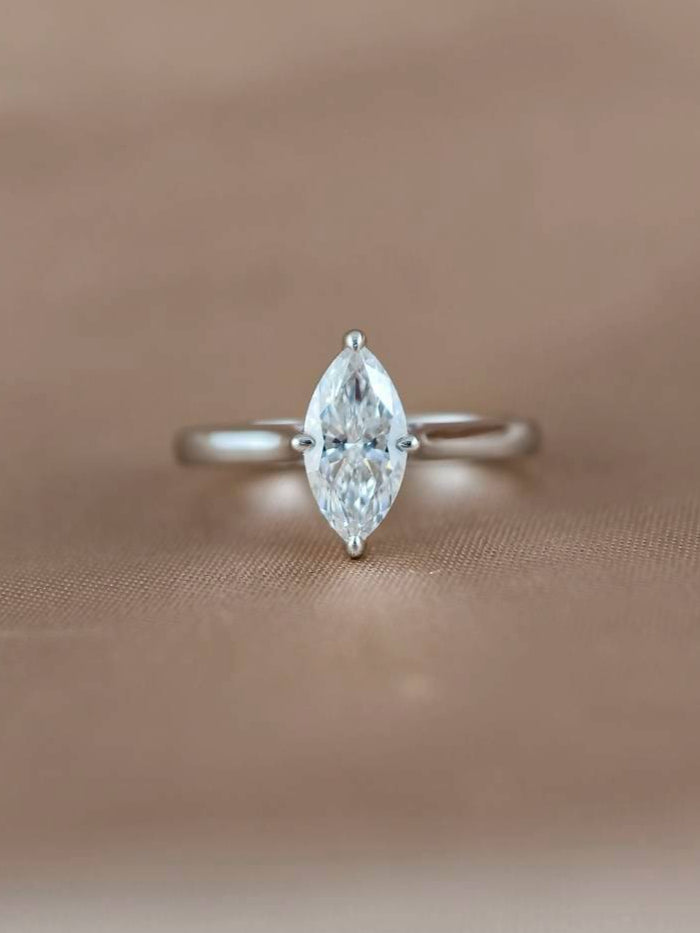 Marquise Lab Grown Diamond Solitaire Engagement Ring in 18K White Gold by Sphere Diamond Bangkok featuring an IGI Certified Marquise Diamond