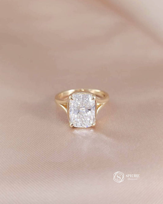 Florence Cushion Lab Grown Diamond Solitaire Engagement Ring in 18K Yellow Gold | IGI Certified | Sphere Diamond Bangkok