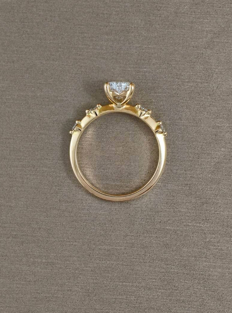 Aurielle Heart Shape Lab Grown Diamond Engagement Ring with Side Diamonds | Custom Made Lab Grown Diamond Ring | Sphere Diamond Bangkok Thailand