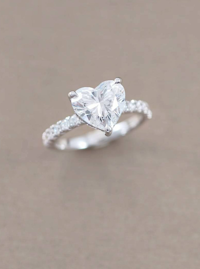 Élise Amour Heart Shape Pavé Lab Grown Diamond Engagement Ring | Custom Made Lab Grown Diamond Ring | Sphere Diamond Bangkok Thailand