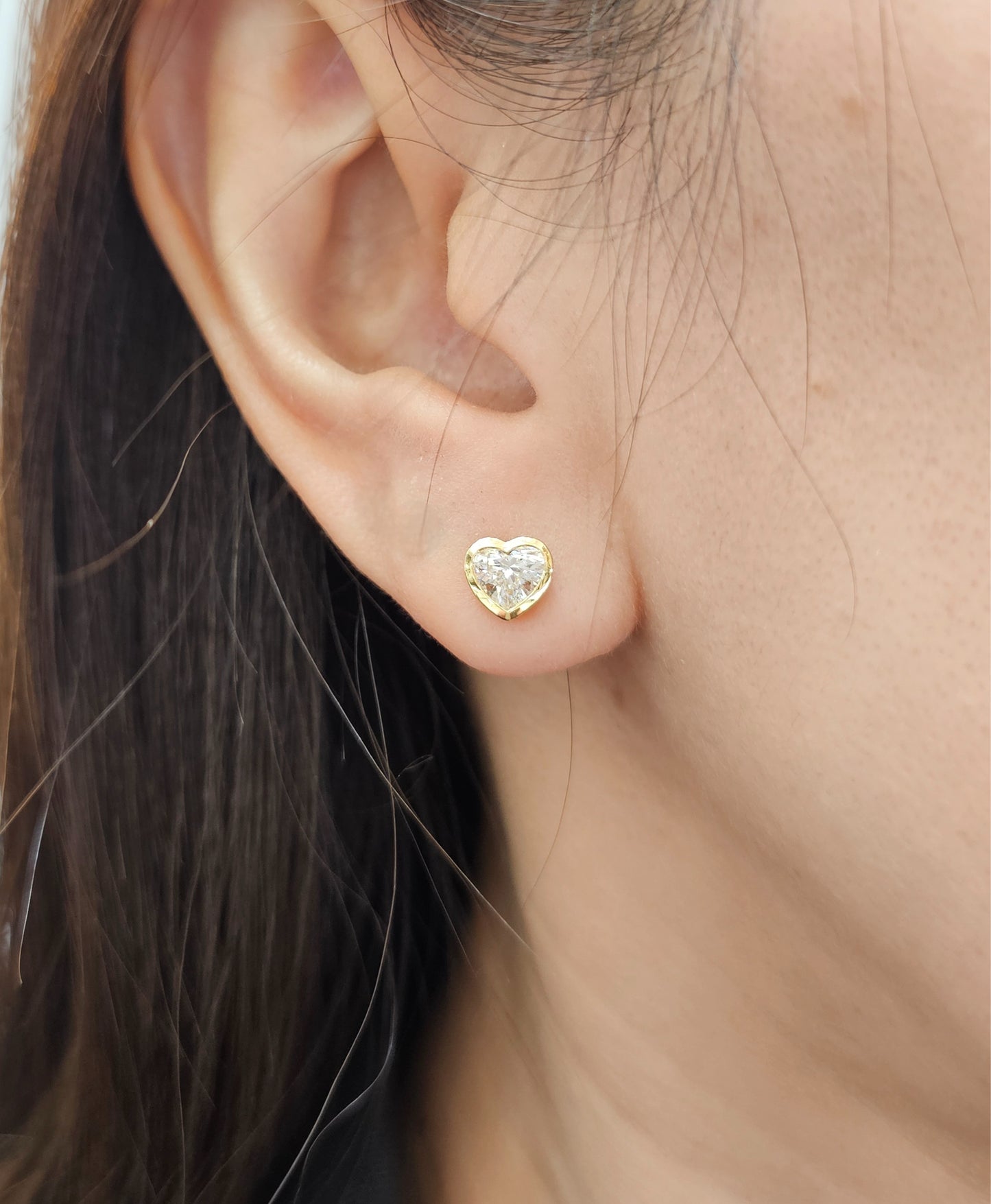Celestia Heart Bezel Stud Earrings