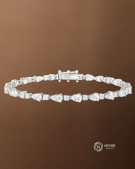 Pear and Round Alternate Lab Grown Diamond Bracelet | Sphere Diamond Bangkok Thailand