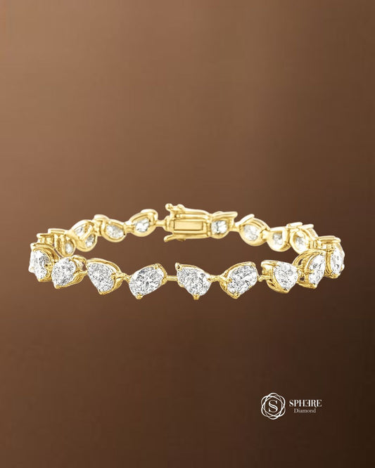 Pear and Oval Alternate Lab Grown Diamond Bracelet | Sphere Diamond Bangkok Thailand