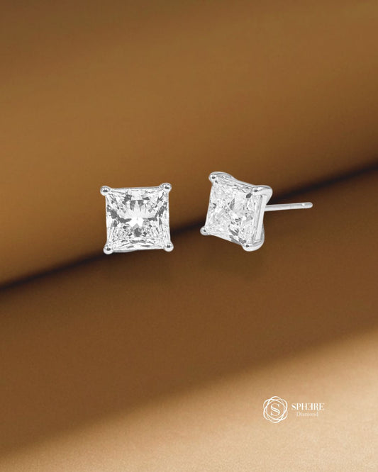 Princess lab grown diamond stud earrings in Bangkok | Sphere Diamond