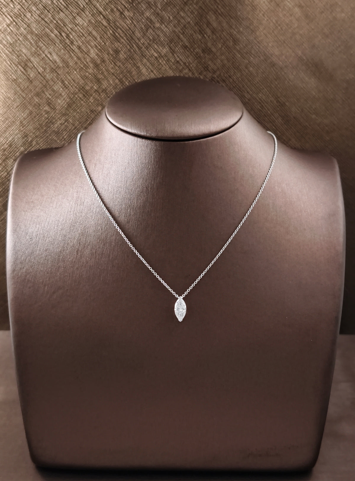 Marquise Cut Lab Grown Diamond Floating Pendant Necklace in White Gold