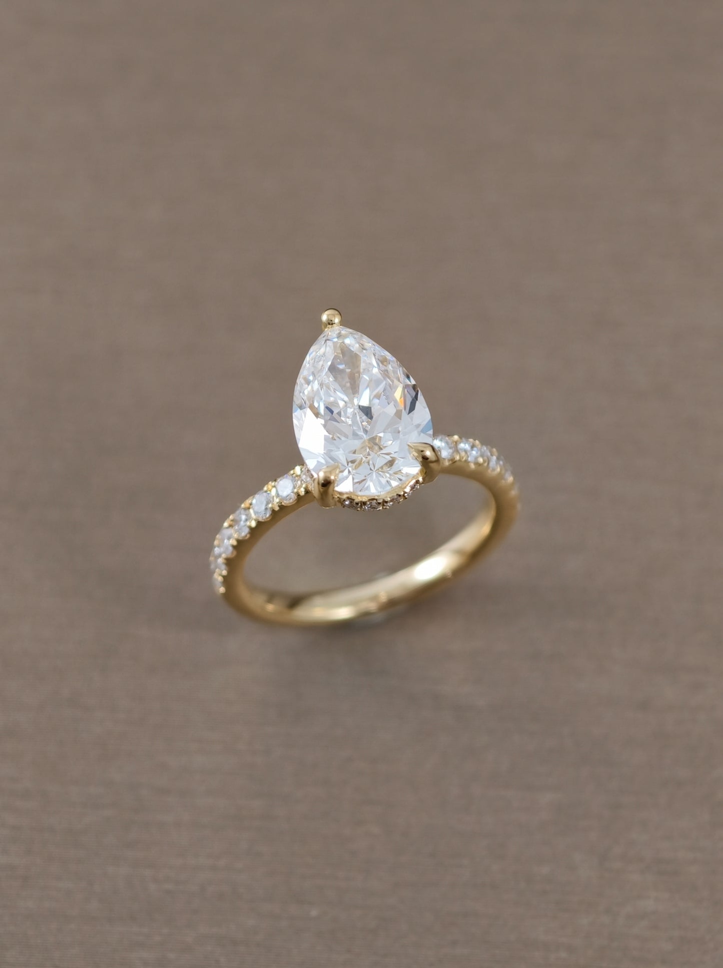 Pear Cut Lab Grown Diamond Pavé Engagement Ring Bangkok Thailand