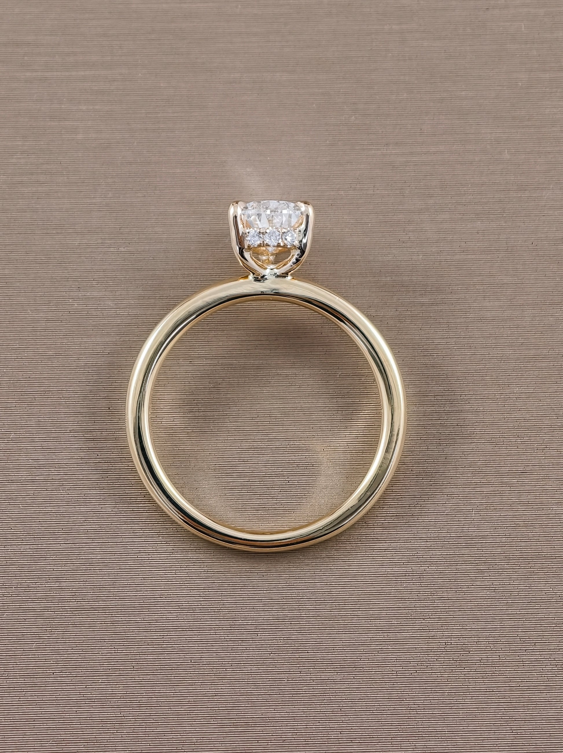Pear Cut Lab Grown Diamond Engagement Ring setting rear view