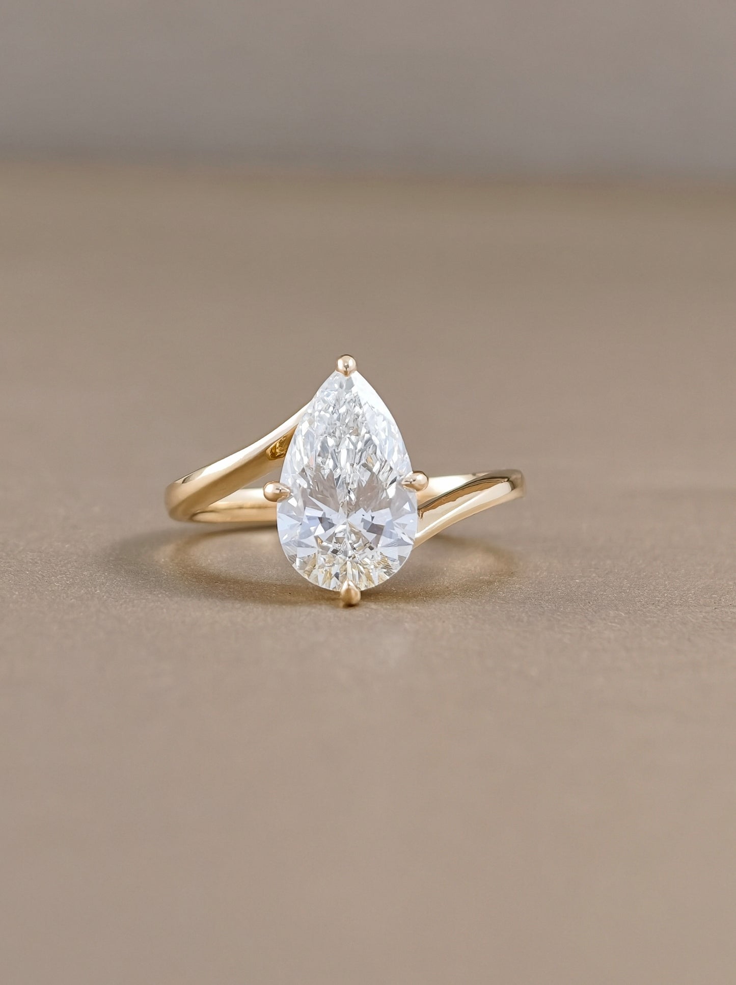 Elowen Pear Cut Lab Grown Diamond Solitaire Engagement Ring Sphere Diamond Bangkok