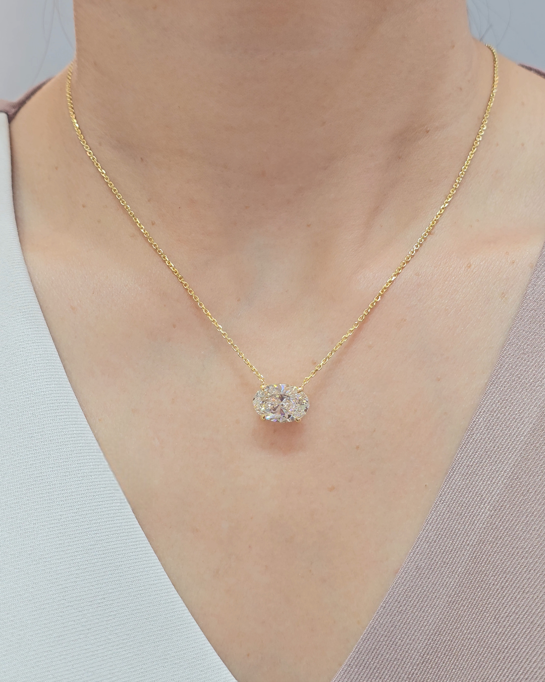 Oval Cut Lab Grown Diamond Solitaire Pendant by Sphere Diamond Bangkok Thailand