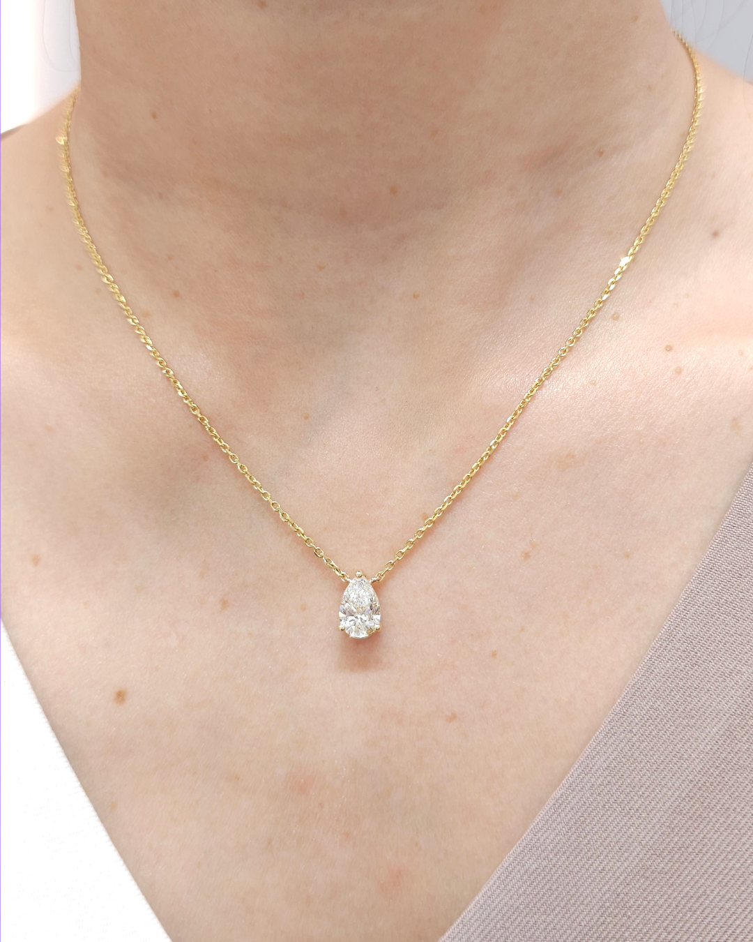 Pear Cut Lab Grown Diamond Solitaire Pendant by Sphere Diamond Bangkok Thailand