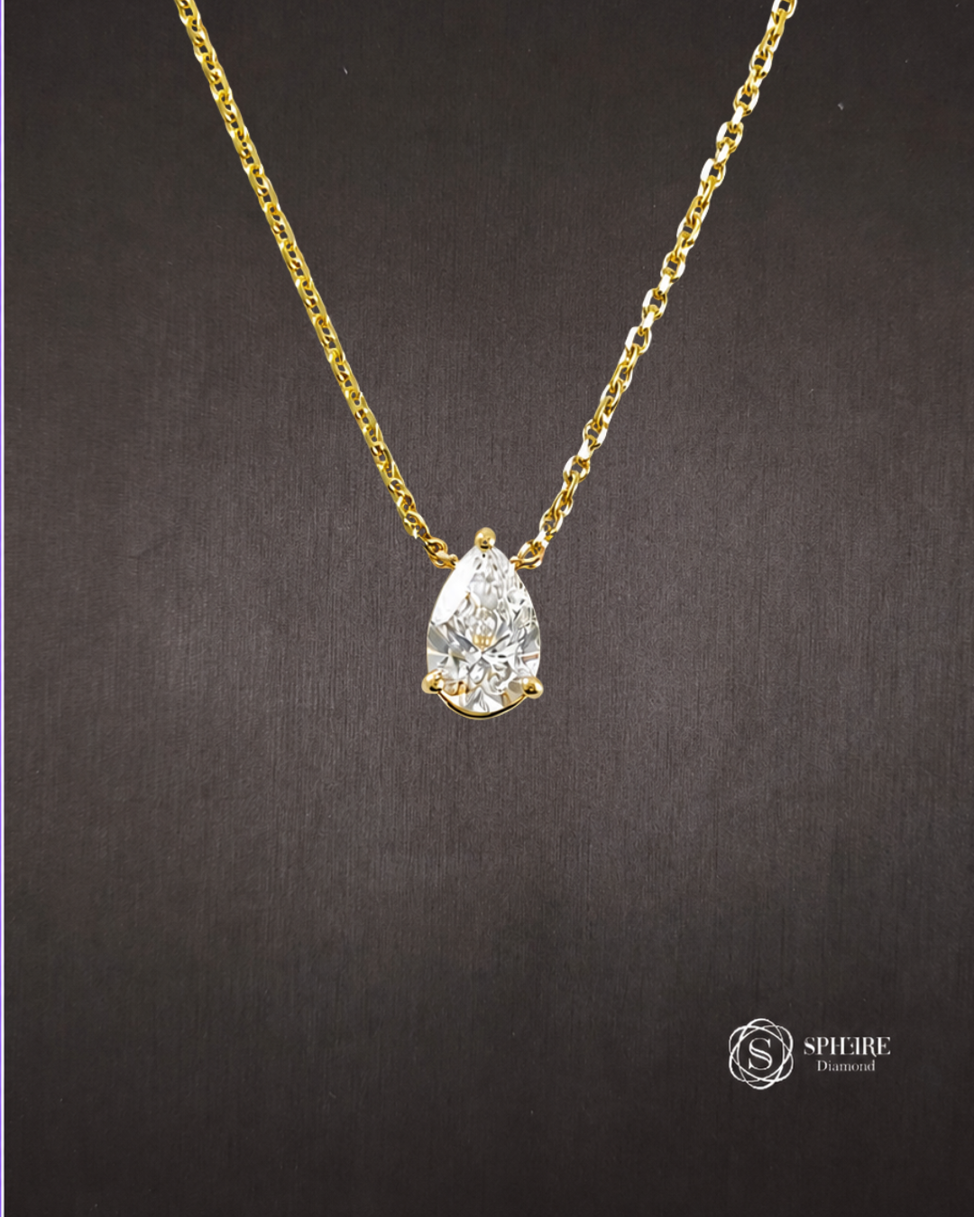 Pear Cut Lab Grown Diamond Solitaire Pendant by Sphere Diamond Bangkok Thailand