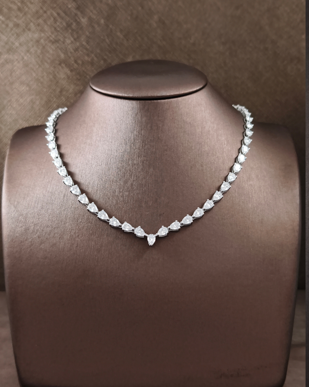 Celestia Marquise Lab Grown Diamond Tennis Necklace by Sphere Diamond Bangkok Thailand
