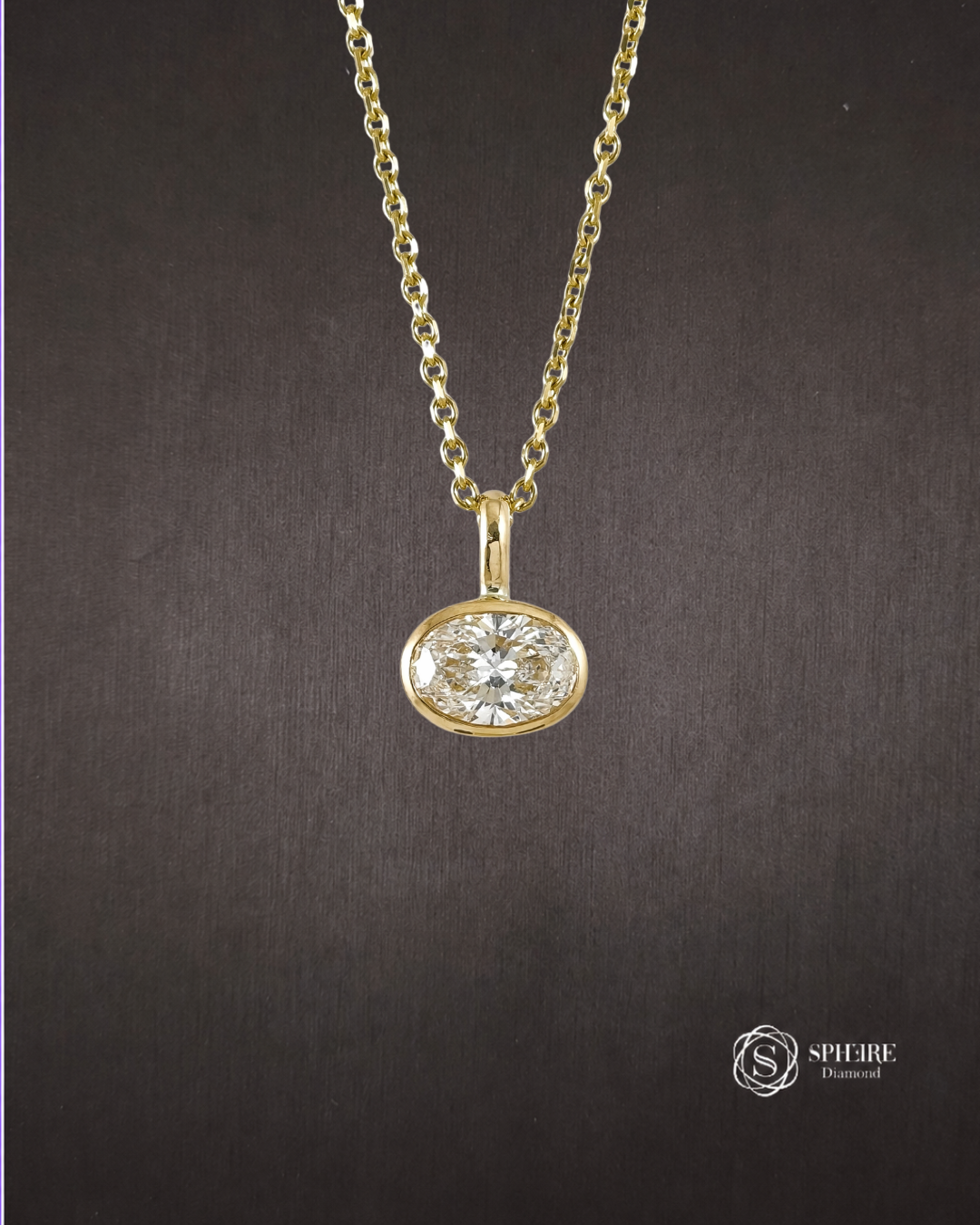 Oval Cut Lab Grown Diamond Bezel Pendant by Sphere Diamond Bangkok Thailand