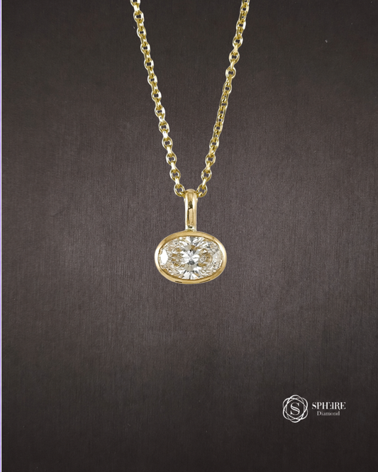 Oval Cut Lab Grown Diamond Bezel Pendant by Sphere Diamond Bangkok Thailand