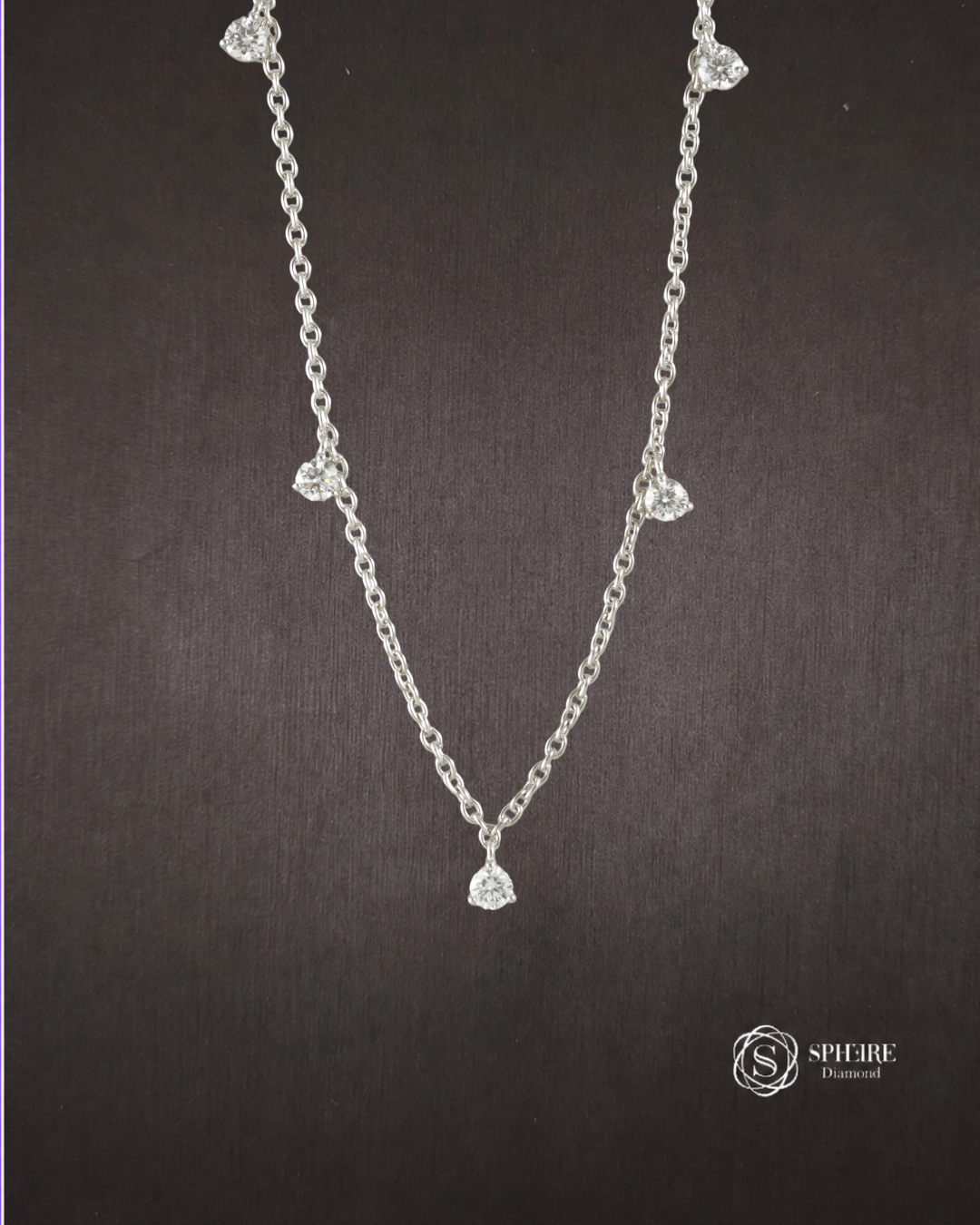 Celeste Floating Lab Grown Diamond Station Necklace by Sphere Diamond Bangkok Thailand
