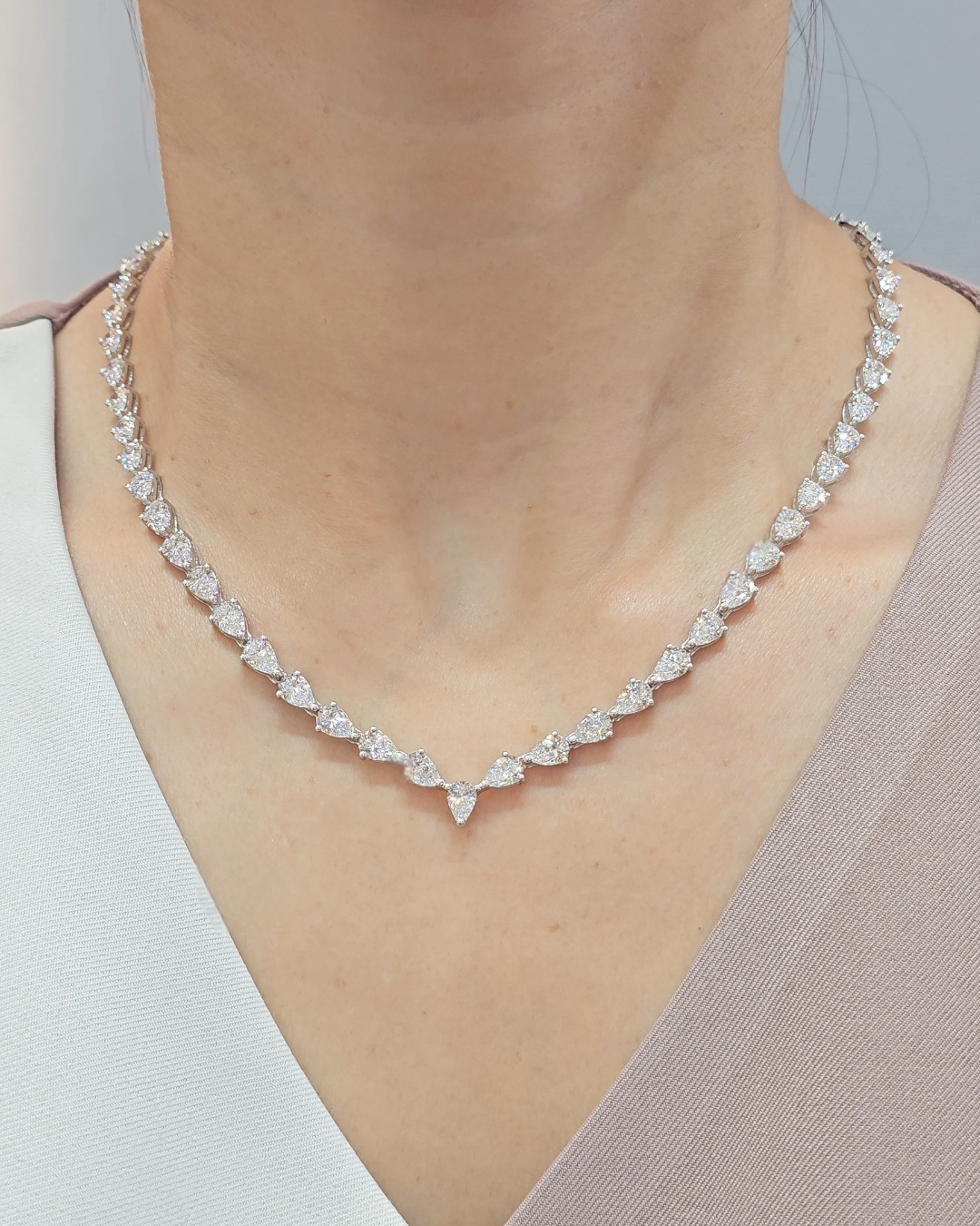 Celestia Marquise Lab Grown Diamond Tennis Necklace by Sphere Diamond Bangkok Thailand