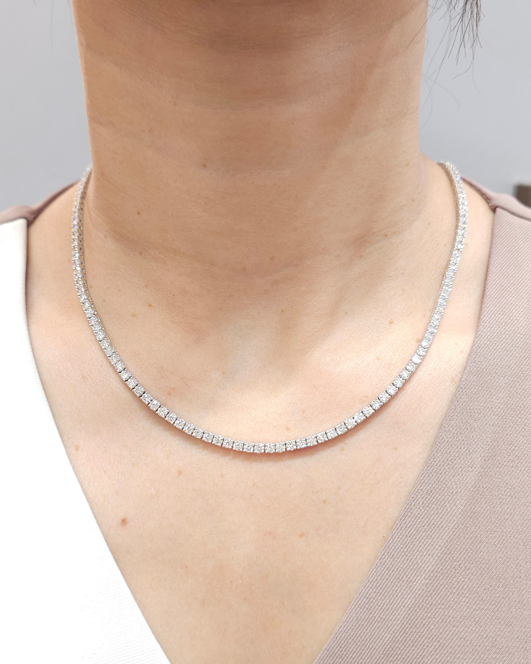 Aurora Lab Grown Diamond Tennis Necklace by Sphere Diamond Bangkok Thailand
