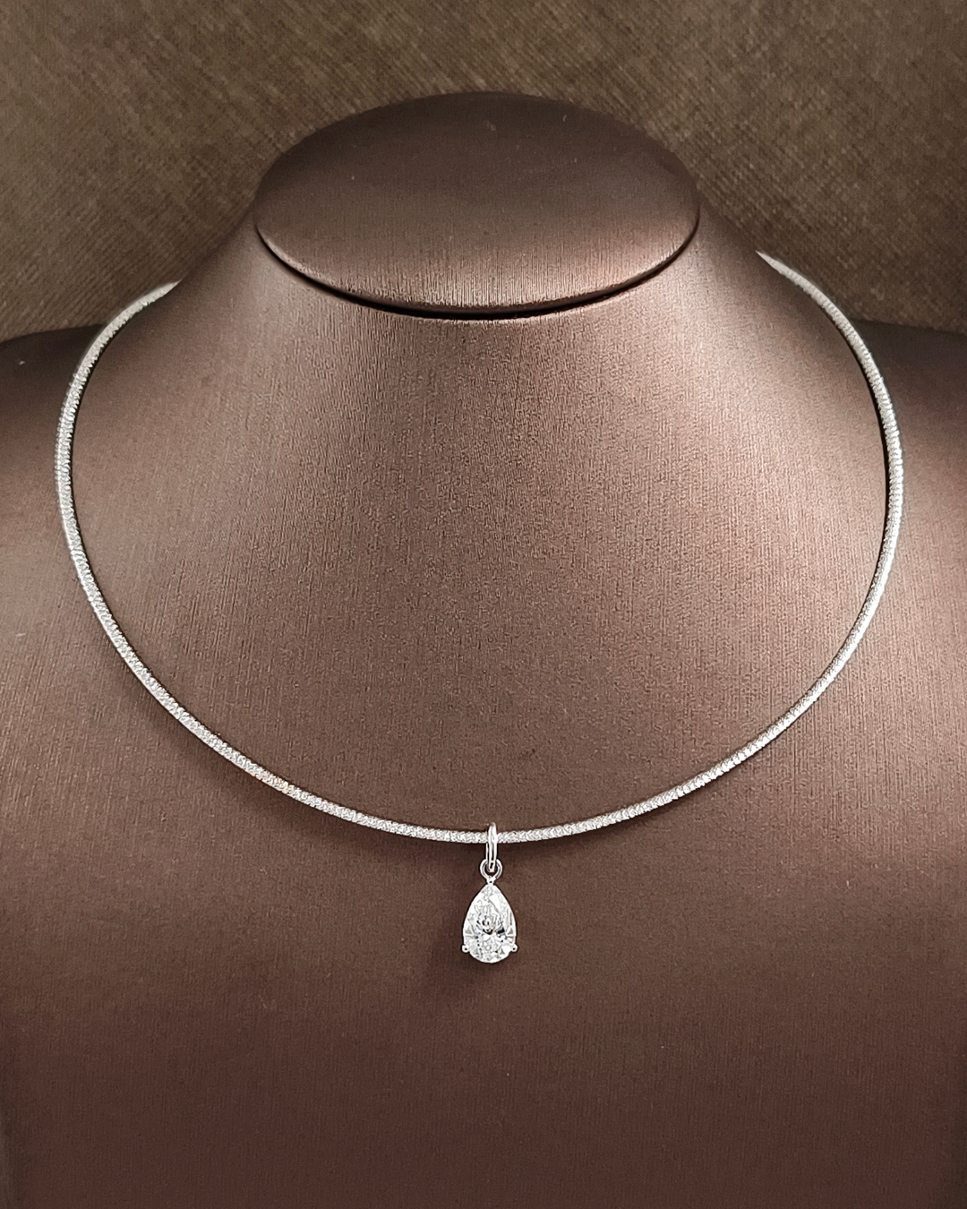 Pear Cut Lab Grown Diamond Solitaire Pendant by Sphere Diamond Bangkok Thailand