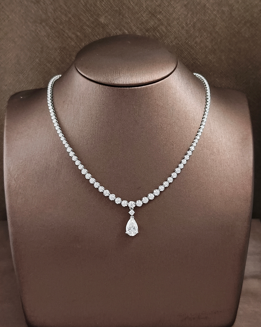 Rivera all Diamond Necklace With Detachable 2 Carat Pear Shape Pendant