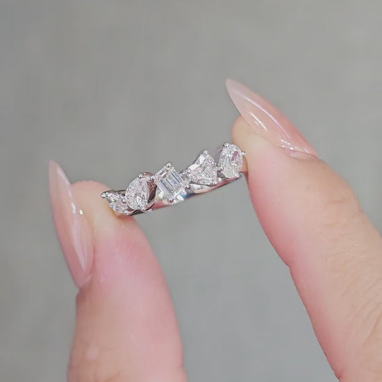 Emerald Pear and Mixed Cut Lab Grown Diamond Wedding Band Bangkok Thailand