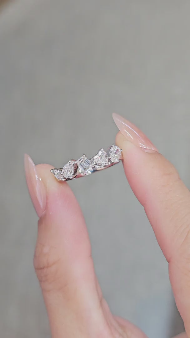 Emerald Pear and Mixed Cut Lab Grown Diamond Wedding Band Bangkok Thailand