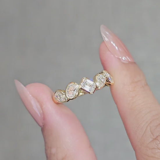 Mixed Shape Lab Grown Diamond Half Eternity Ring worn on hand