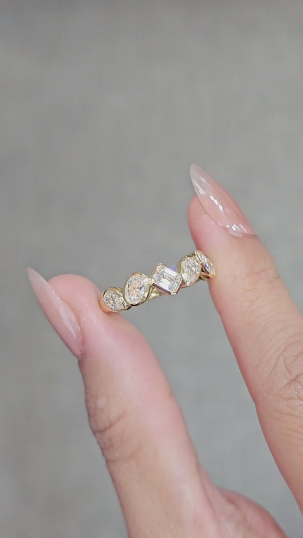 Mixed Shape Lab Grown Diamond Half Eternity Ring worn on hand