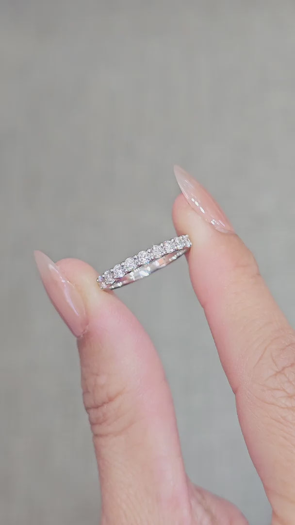 Round Cut Lab Grown Diamond Half Eternity Ring worn on hand