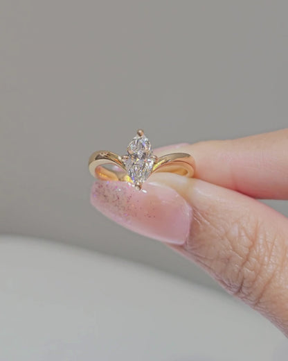 Marquise Cut Diamond Curve Ring