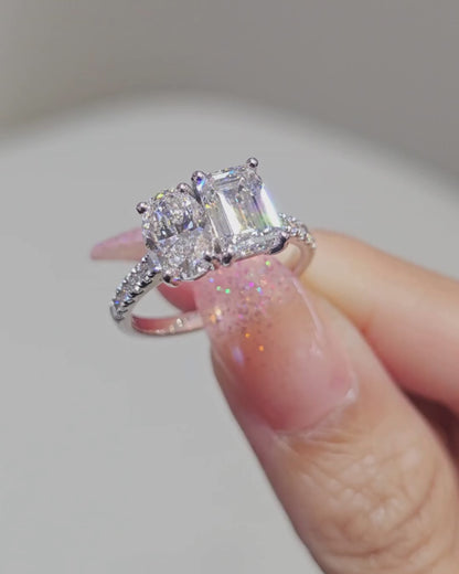Toi Et Moi Ring - Oval & Emerald