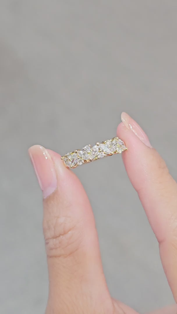 Statement Mixed Shape Lab Grown Diamond Half Eternity Ring worn on hand