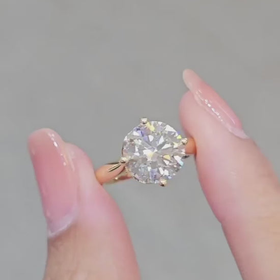Round Brilliant Lab Grown Diamond Solitaire Engagement Ring rear view