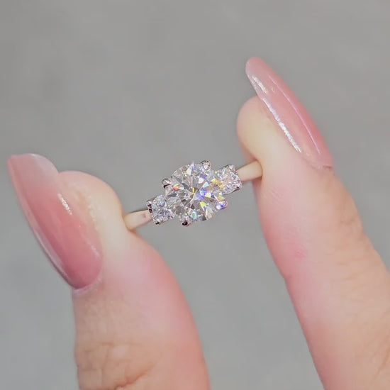 Trilogy Round Lab Grown Diamond Engagement Ring | IGI Certified