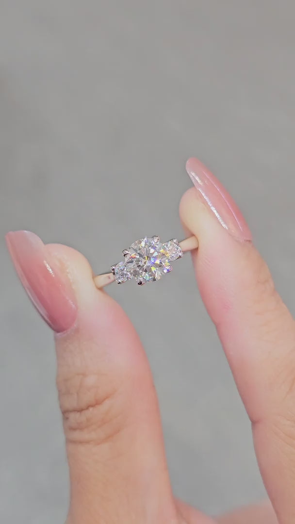Trilogy Round Lab Grown Diamond Engagement Ring | IGI Certified