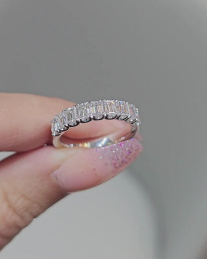 Emerald Cut Diamond Half Eternity Ring