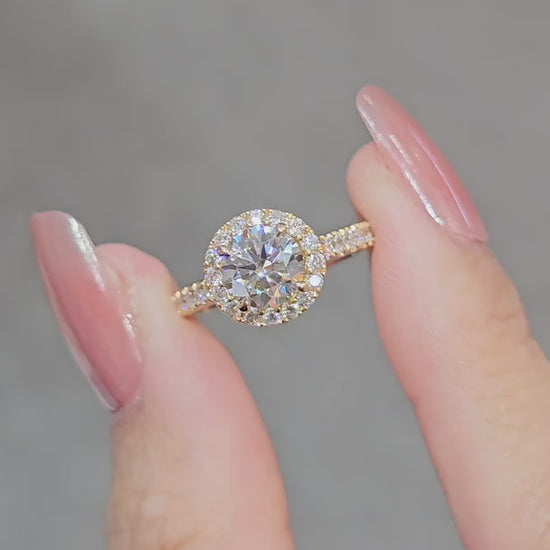 Custom Made Round Diamond Halo Engagement Ring Bangkok Thailand