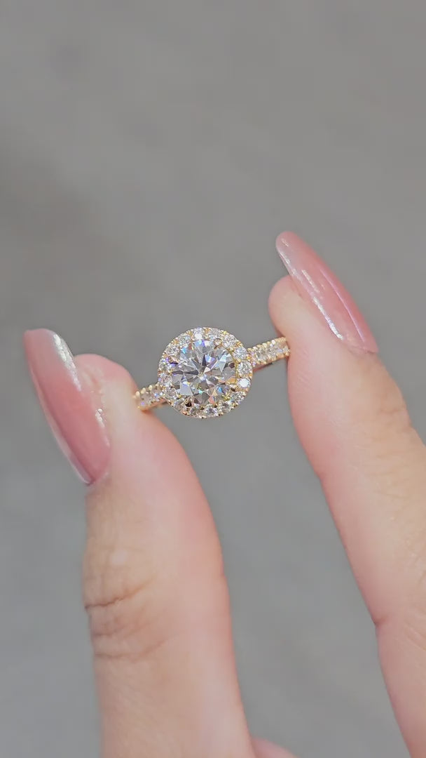 Custom Made Round Diamond Halo Engagement Ring Bangkok Thailand