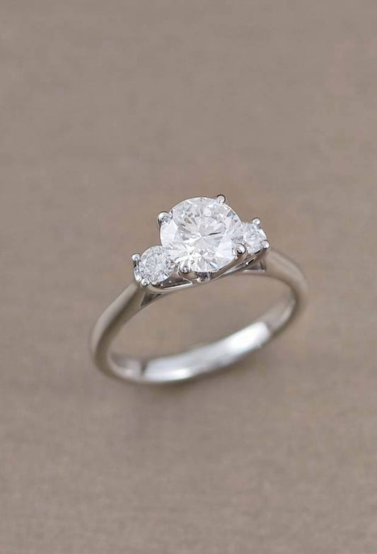 Trilogy Round Lab Grown Diamond Engagement Ring | IGI Certified