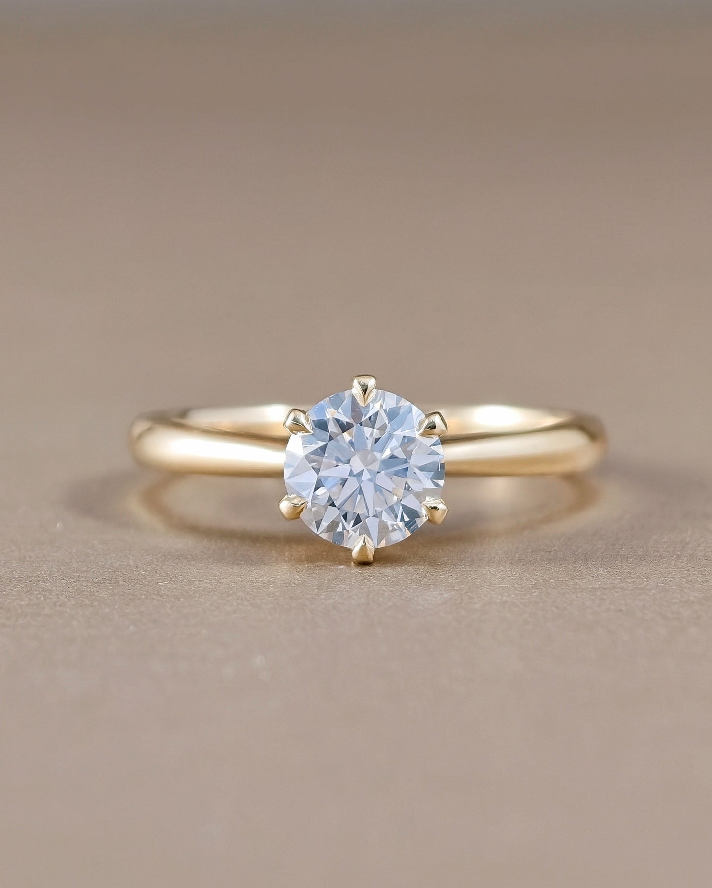 Six prong solitaire Round diamond lab grown engagement ring