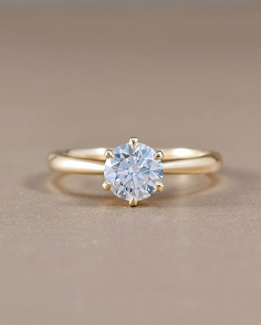 Six prong solitaire Round diamond lab grown engagement ring