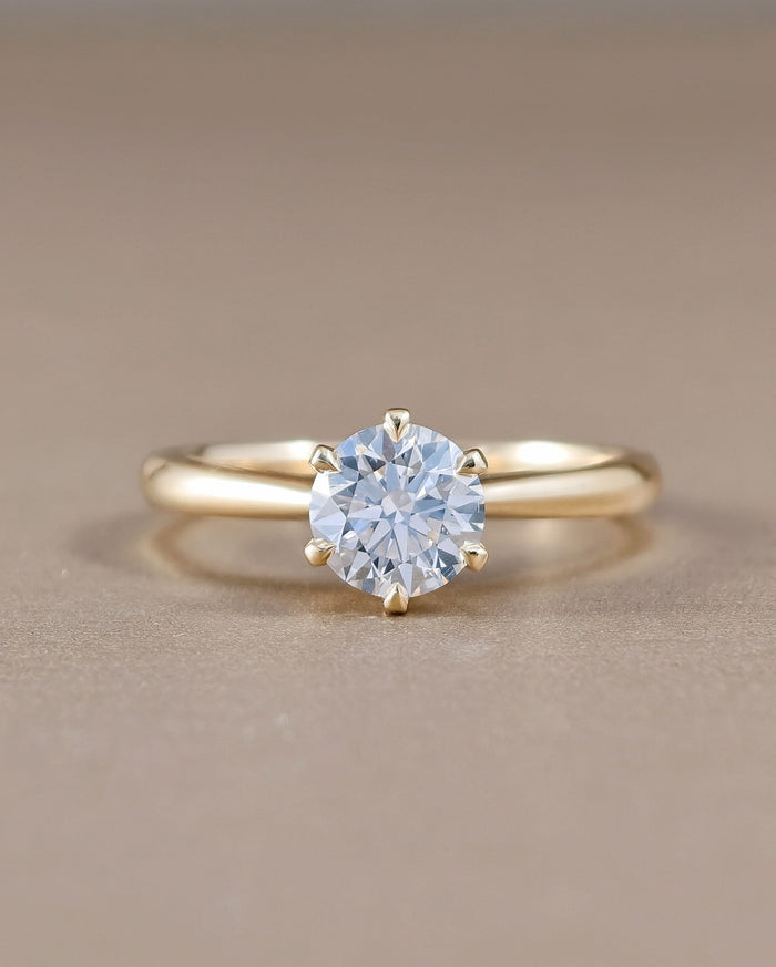 Six prong solitaire Round diamond lab grown engagement ring