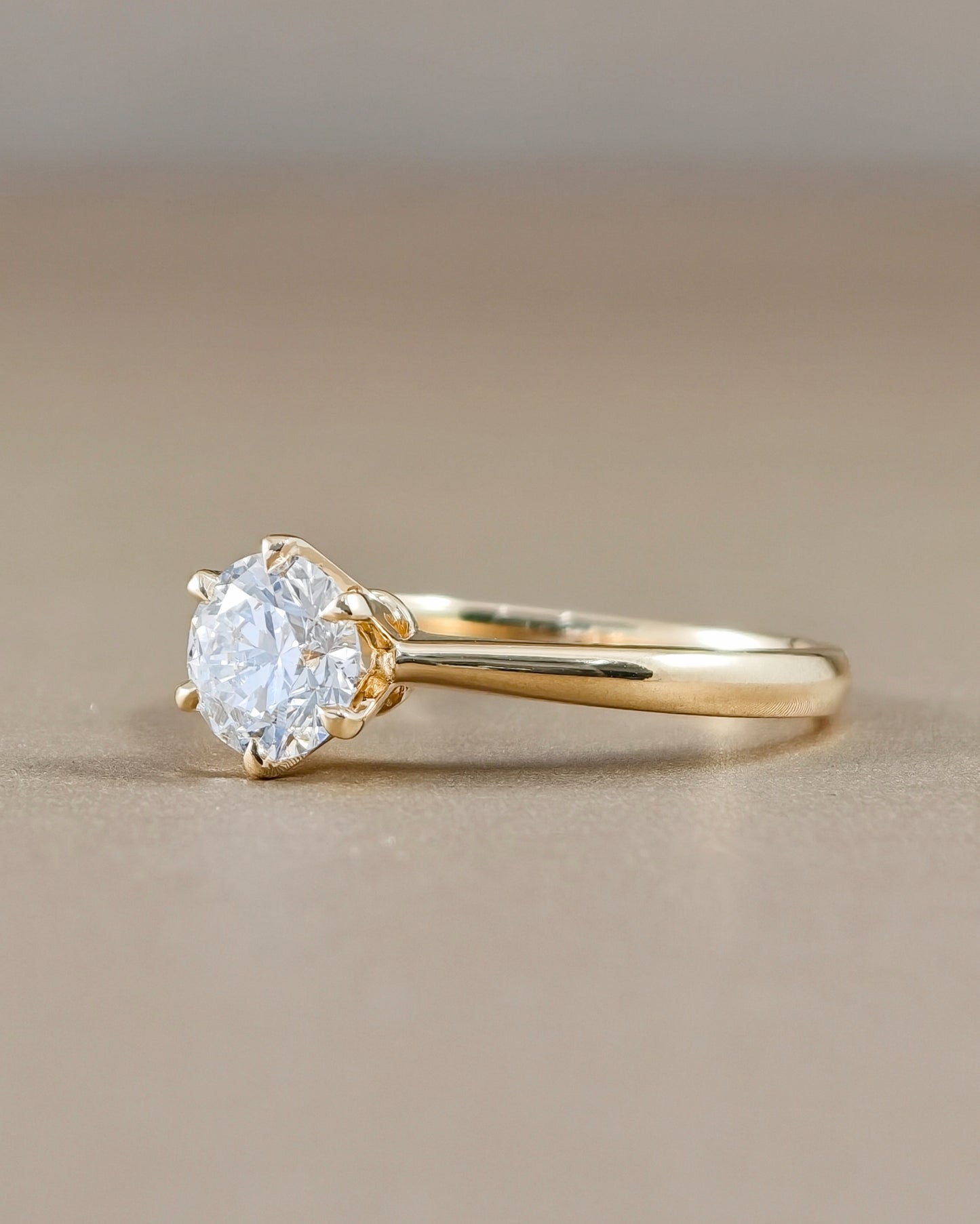 Six prong solitaire Round diamond lab grown engagement ring