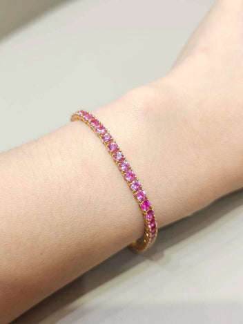 Pink sapphire ombre tennis bracelet