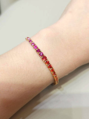 Gradation rainbow sapphire tennis bracelet