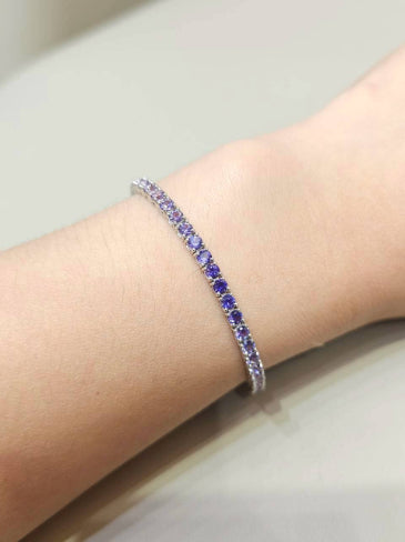 Round blue sapphire ombre tennis bracelet