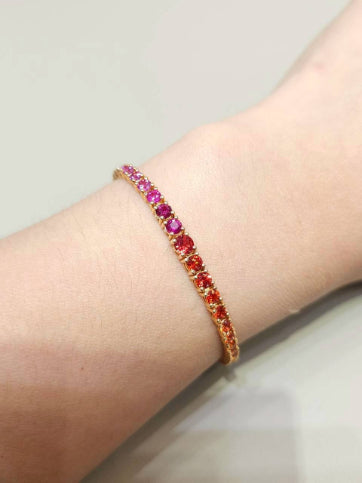 Gradation rainbow sapphire tennis bracelet