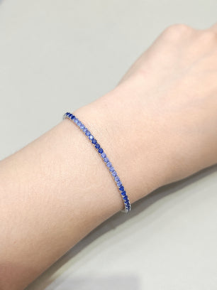 Round blue sapphire ombre tennis bracelet