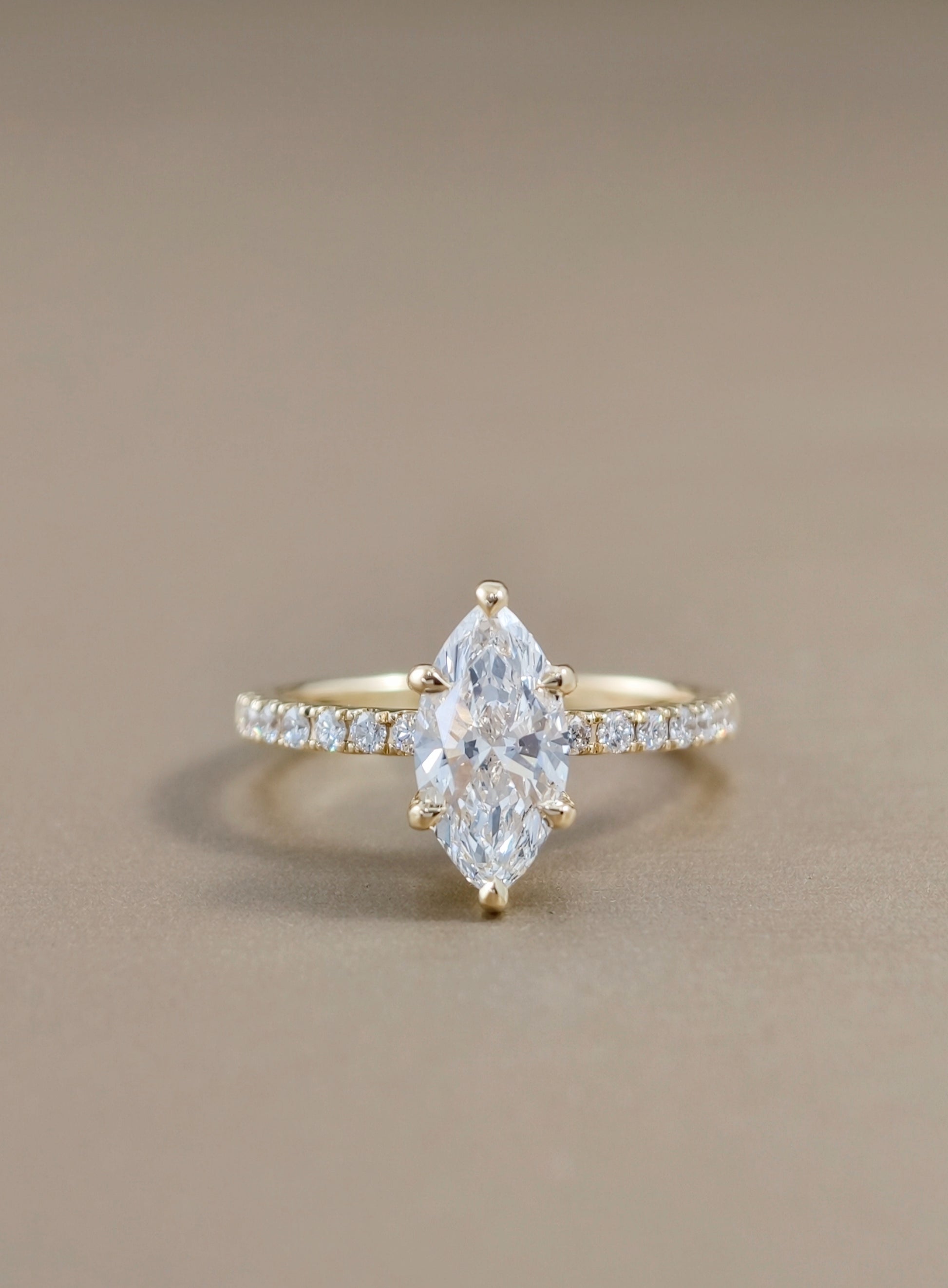 Signature Eiffel Love marquise lab grown diamond ring with IGI certified center diamond by Sphere Diamond Bangkok