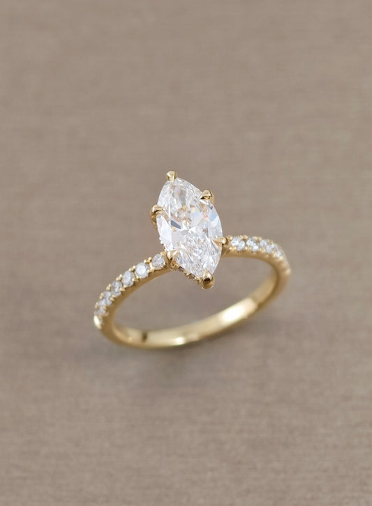 Marquise lab grown diamond engagement ring in Bangkok by Sphere Diamond